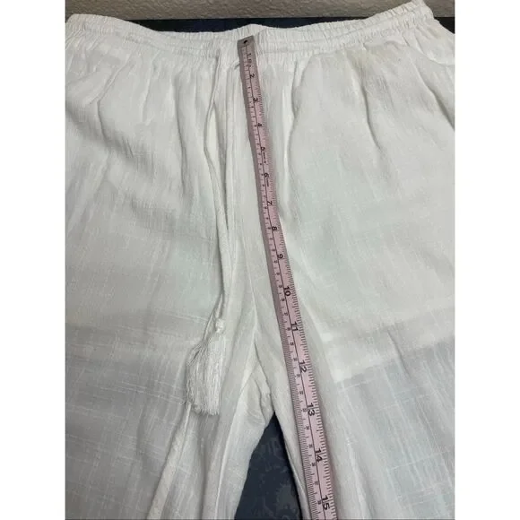 Mahina Lace Inlet Wide Leg Ruffle Trim Beach Lounge Pants White Size Large - Picture 6 of 11